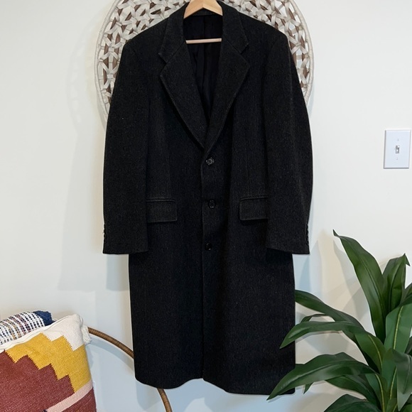 Vintage Christian Dior mens dark gray wool trench jacket size large - Picture 1 of 8